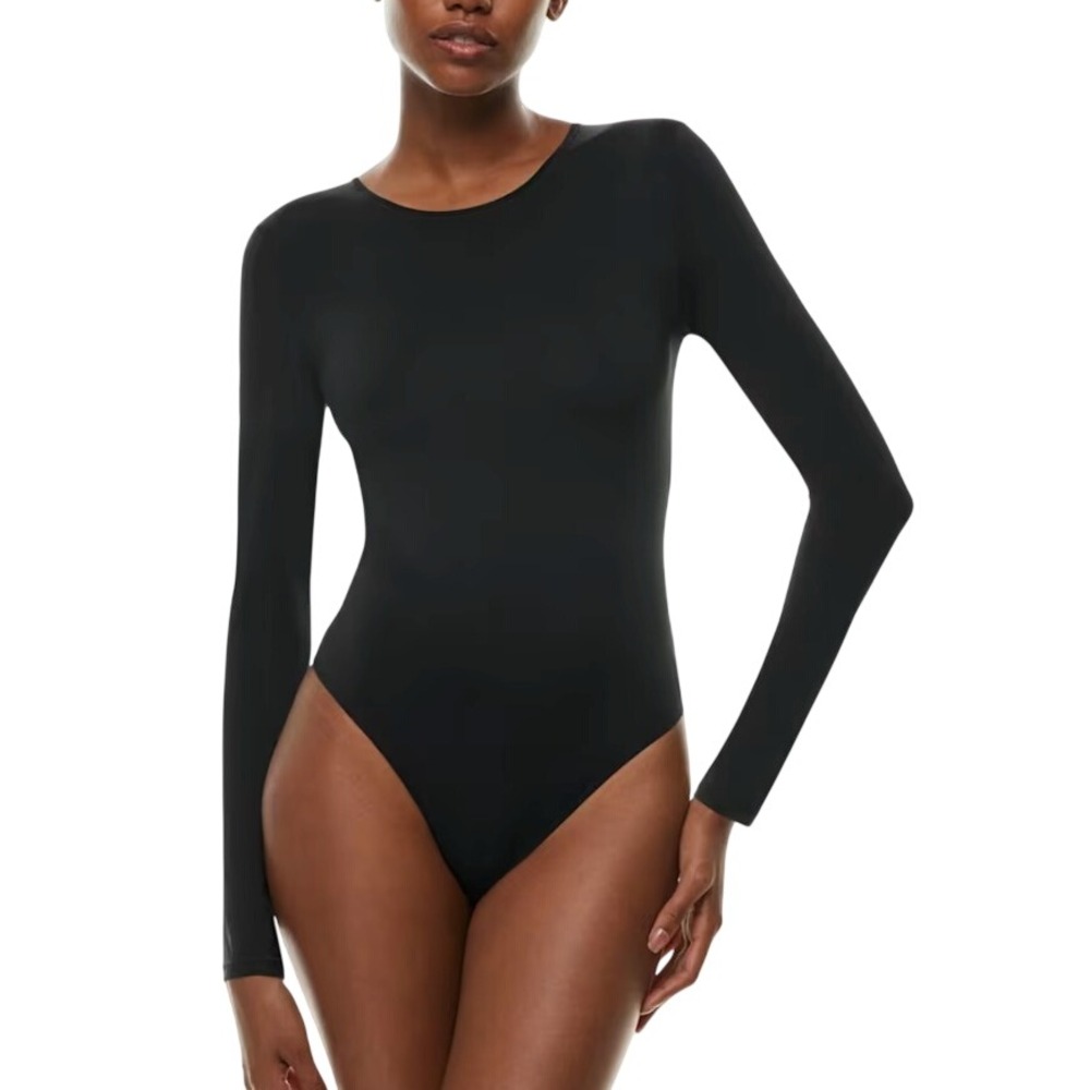 Wilfred Free Bodysuit Women Small Black Long Sleeve Stretchy TNU7-10188-10